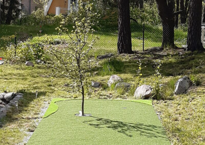Konstgräs puttinggreen i trädgård i Danderyd